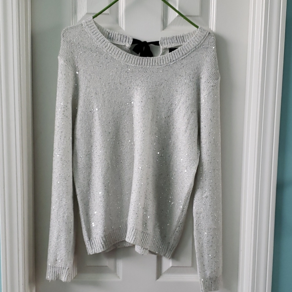 White,  silver sparkle sweater